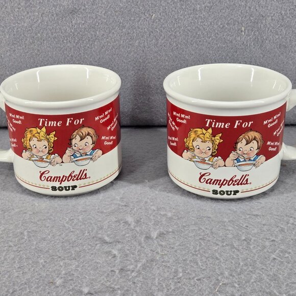 Vintage 1998 Time For Campbell's Soup, 14 oz Coffee Mugs, Set Of 2 - Picture 1 of 8